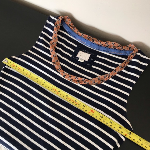 Postmark Anthropologie Navy Blue Stripes Sleeveless Top | Sheer Trim - Picture 10 of 11